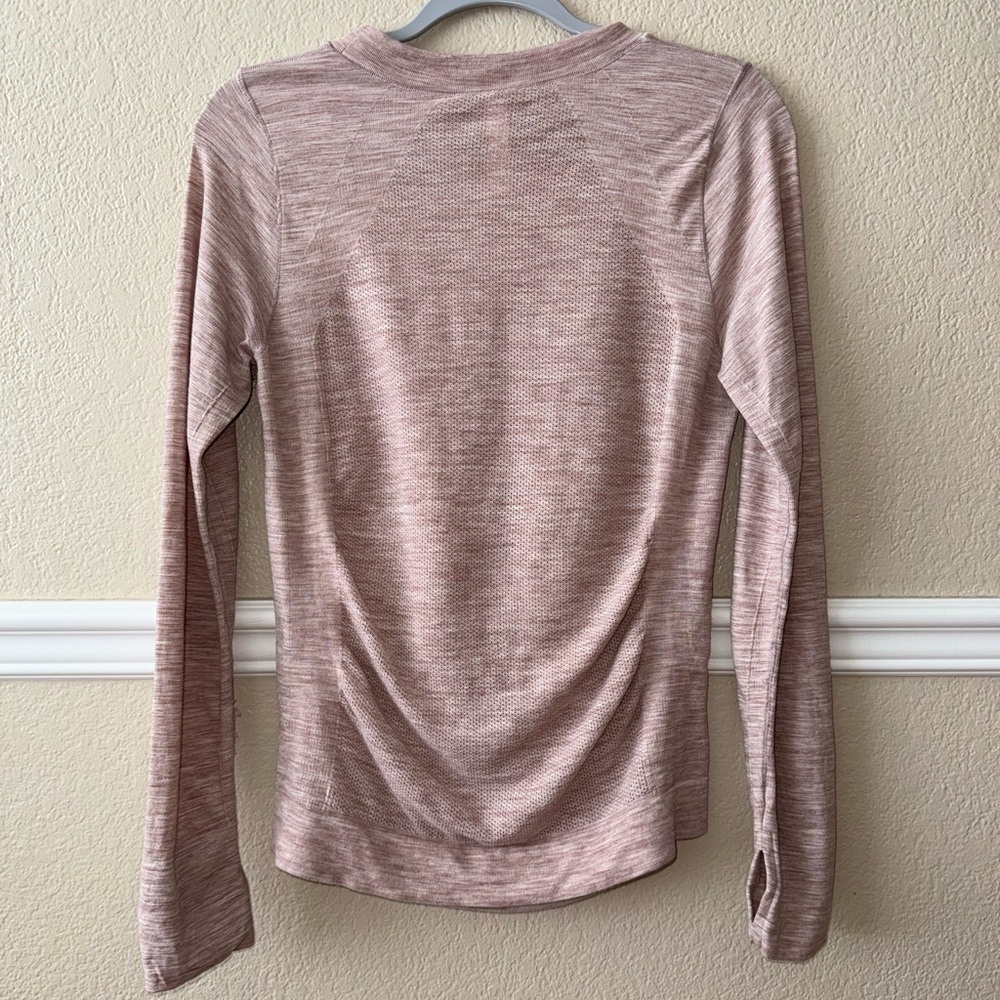 Athleta Wool Blend Foresthill Ascent Seamless Long Sleeve Top Pink Large - Picture 2 of 9
